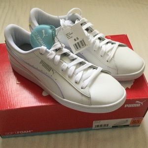 Puma White Leather Vikky V2 Womens 8.5